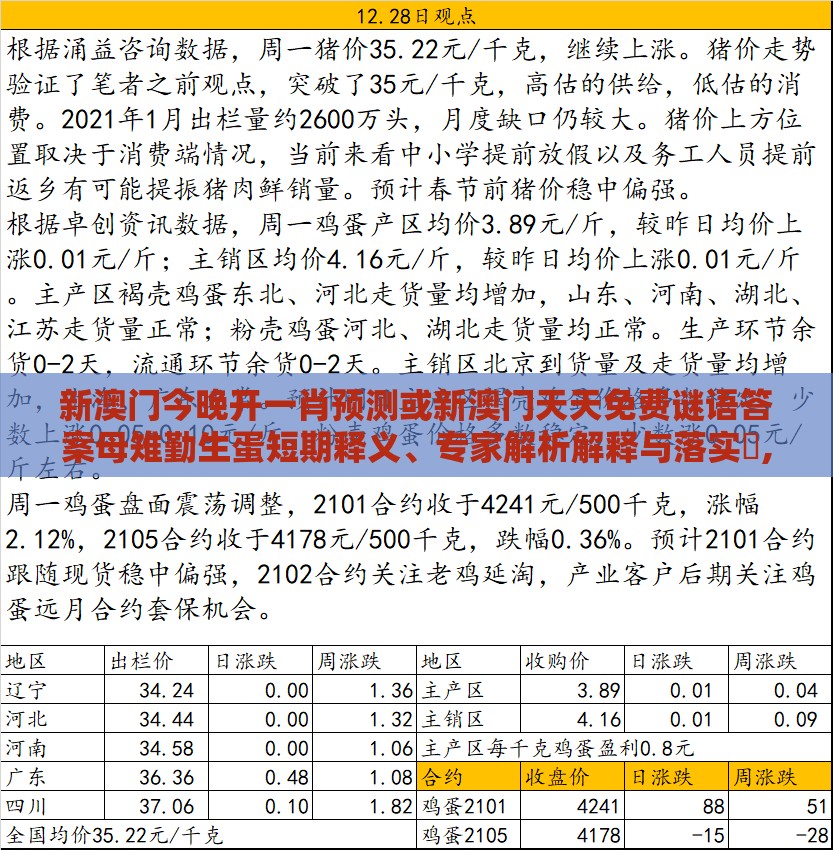 新澳门今晚开一肖预测或新澳门天天免费谜语答案母雉勤生蛋短期释义、专家解析解释与落实,严防信息泄露风险