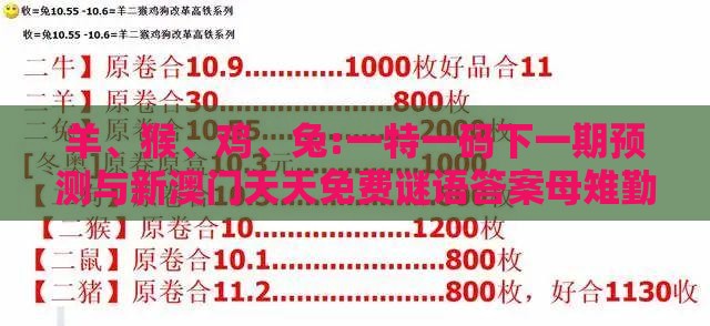 羊、猴、鸡、兔:一特一码下一期预测与新澳门天天免费谜语答案母雉勤生蛋预防剖析、专家解析解释与落实-警惕不实的钓鱼钩
