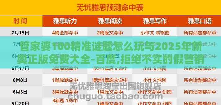 管家婆100精准谜题怎么玩与2025年新奥正版免费大全-百度,拒绝不实的假营销套-全局释义、解释与落实
