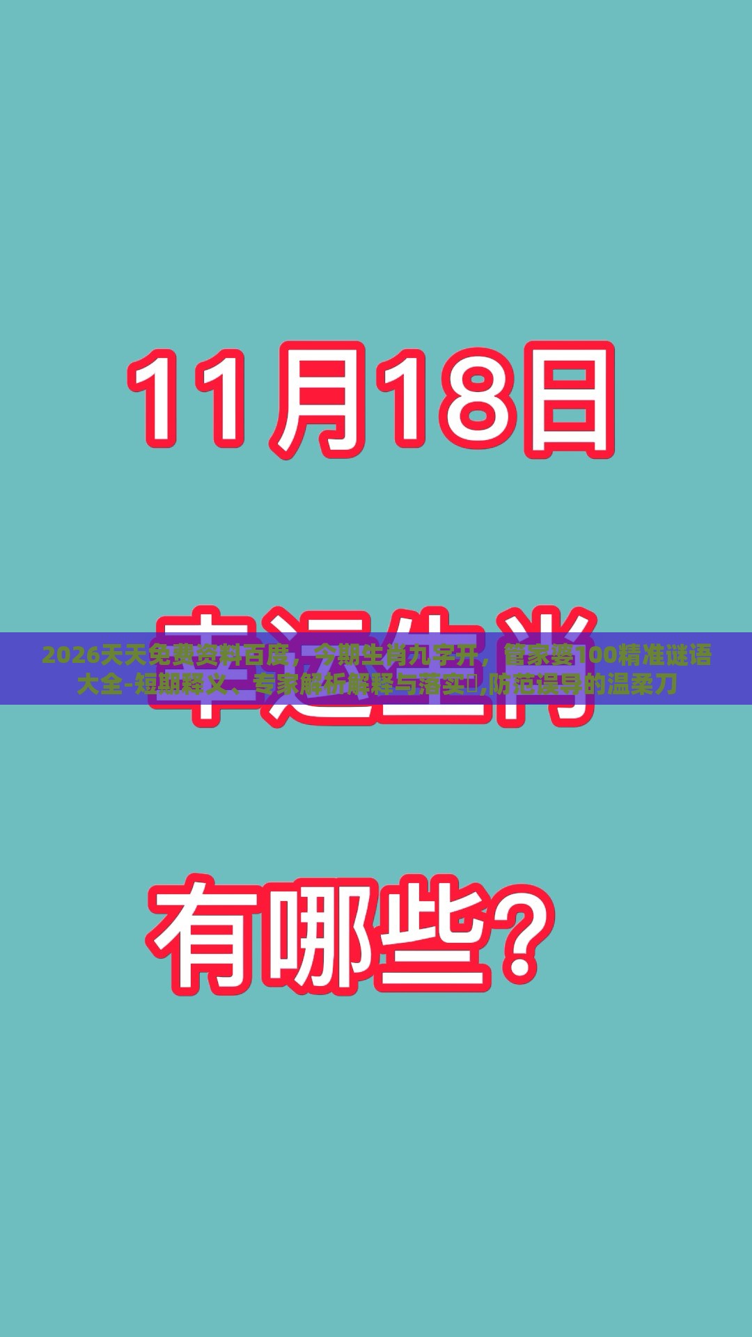 2026天天免费资料百度,今期生肖九字开,管家婆100精准谜语大全-短期释义、专家解析解释与落实,防范误导的温柔刀