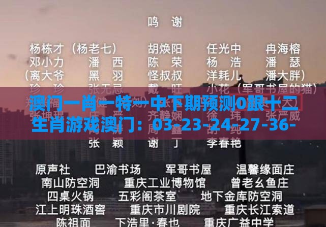 澳门一肖一特一中下期预测0跟十二生肖游戏澳门:03-23-24-27-36-12 T:14和防范虚假鼓吹术-详尽解答、专家解读解释与落实