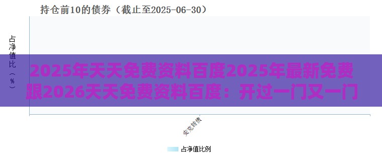 2025年天天免费资料百度2025年最新免费跟2026天天免费资料百度:开过一门又一门-最小阻力解答、解释与落实,防范不实广告危害